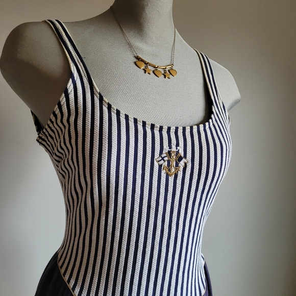 1980s retro nautical backless one piece romper - Picture 2 of 15
